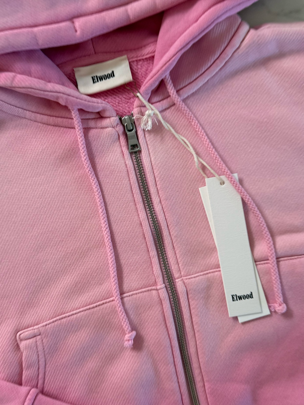 Elwood Babydoll Cropped Zip-Up Hoodie - Sun Faded Pink - Size Large - Picture 2 of 4
